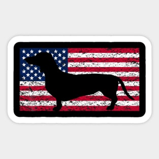 Dachshund American Flag 4th Of July Sticker